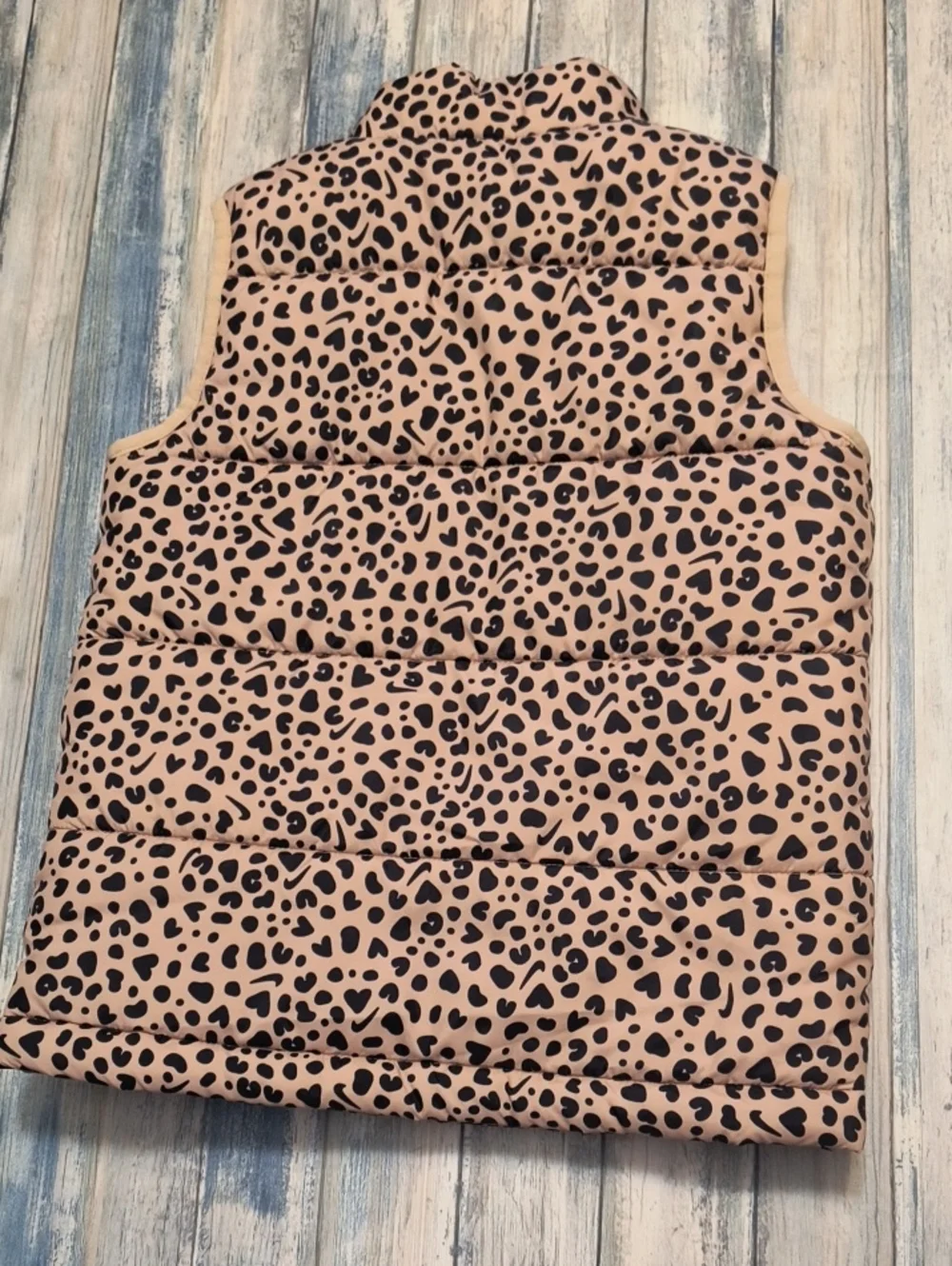 Nike Girls Heart Leopard Print Puffer Vest Sz M